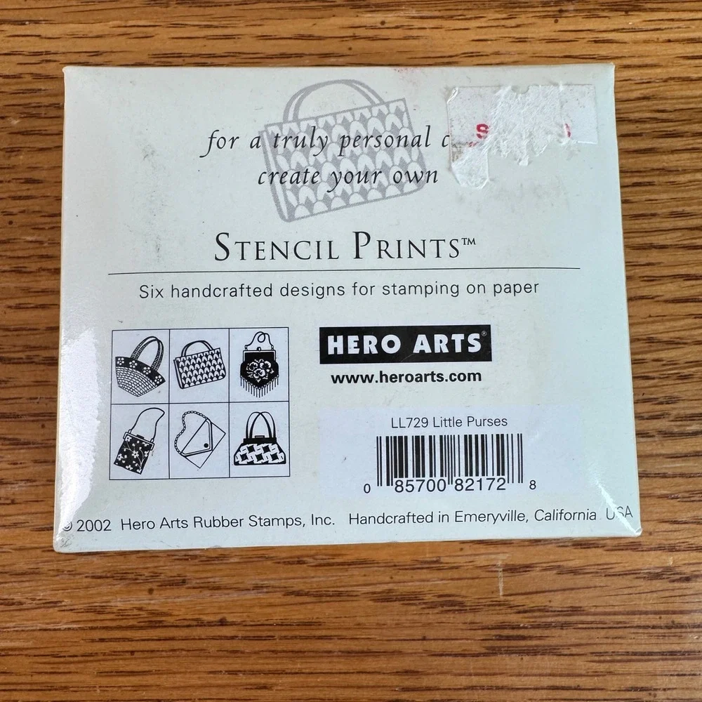 Hero Arts Little Purses Wood Mounted Rubber Stamp Set LL729 6 Designs 2002 NEW